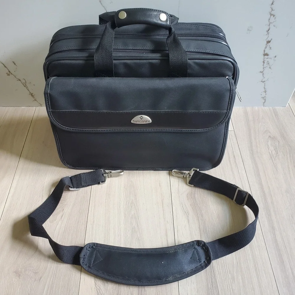 Samsonite Laptop Briefcase Black Padded Travel Work Bag Expandable Carry-On